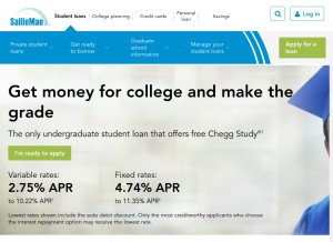How salliemae.com looks like on a tablet such as an iPad.