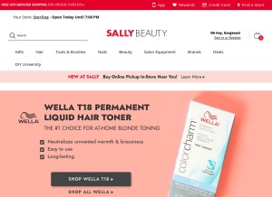 How sallybeauty.com looks like on a tablet such as an iPad.