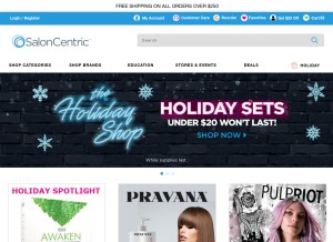 How saloncentric.com looks like on a tablet such as an iPad.