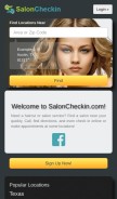 How saloncheckin.com looks like on a mobile device such as an iPhone.