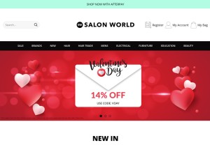 How salonworld.com.au looks like on a tablet such as an iPad.