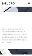 How salucro.com looks like on a mobile device such as an iPhone.
