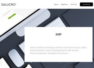 How salucro.com looks like on a tablet such as an iPad.