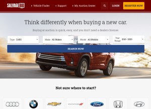 How salvagebid.com looks like on a tablet such as an iPad.