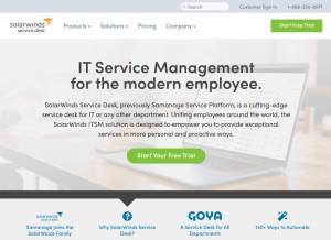 How samanage.com looks like on a tablet such as an iPad.