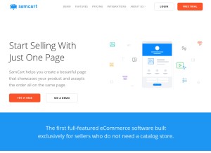How samcart.com looks like on a tablet such as an iPad.