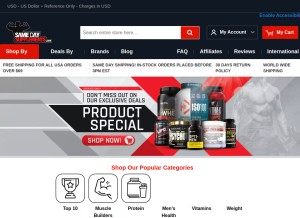 How samedaysupplements.com looks like on a tablet such as an iPad.