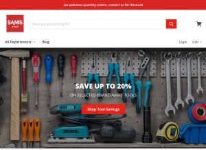 How samisshop.com looks like on a tablet such as an iPad.