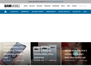 How sammobile.com looks like on a tablet such as an iPad.