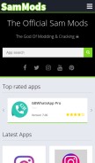 How sammods.net looks like on a mobile device such as an iPhone.