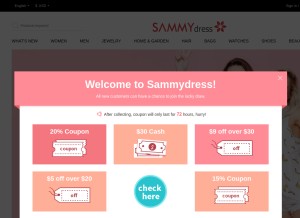 How sammydress.com looks like on a tablet such as an iPad.