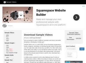How sample-videos.com looks like on a tablet such as an iPad.