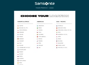 How samsonite.com looks like on a tablet such as an iPad.