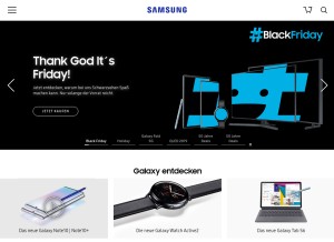 How samsung.de looks like on a tablet such as an iPad.