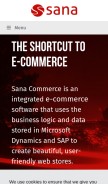 How sana-commerce.com looks like on a mobile device such as an iPhone.