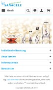 How sanacell.de looks like on a mobile device such as an iPhone.