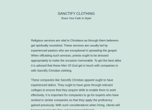 How sanctify.clothing looks like on a tablet such as an iPad.