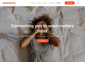 How sandboxx.us looks like on a tablet such as an iPad.