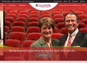 How sandhills.edu looks like on a tablet such as an iPad.