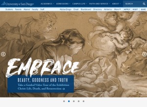 How sandiego.edu looks like on a tablet such as an iPad.