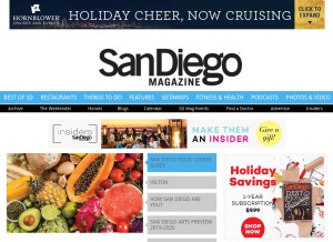 How sandiegomagazine.com looks like on a tablet such as an iPad.