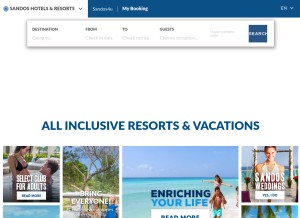 How sandos.com looks like on a tablet such as an iPad.