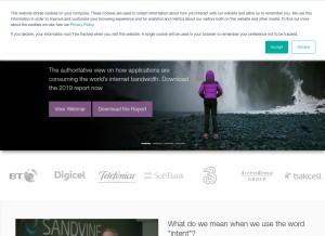 How sandvine.com looks like on a tablet such as an iPad.