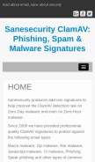 How sanesecurity.net looks like on a mobile device such as an iPhone.