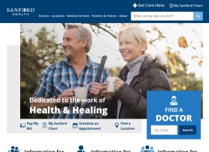 How sanfordhealth.org looks like on a tablet such as an iPad.