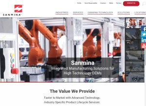 How sanmina.com looks like on a tablet such as an iPad.