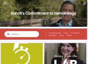 How sanofi.com looks like on a tablet such as an iPad.