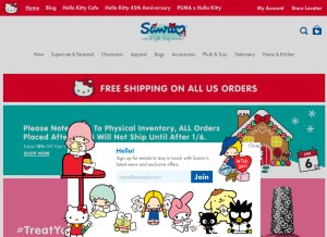 How sanrio.com looks like on a tablet such as an iPad.