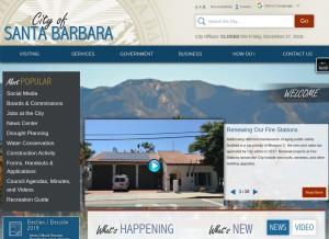 How santabarbaraca.gov looks like on a tablet such as an iPad.