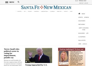 How santafenewmexican.com looks like on a tablet such as an iPad.