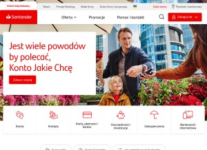 How santander.pl looks like on a tablet such as an iPad.