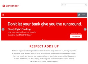 How santanderbank.com looks like on a tablet such as an iPad.