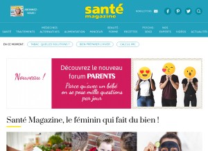 How santemagazine.fr looks like on a tablet such as an iPad.