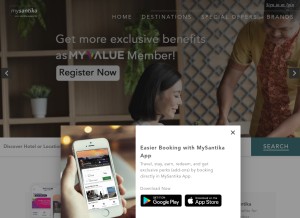 How santika.com looks like on a tablet such as an iPad.