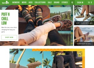 How sanuk.com looks like on a tablet such as an iPad.