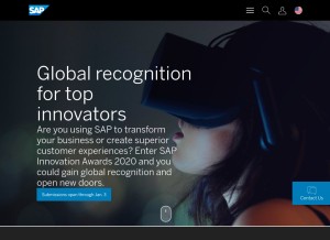 How sap.com looks like on a tablet such as an iPad.