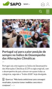 How sapo.pt looks like on a mobile device such as an iPhone.