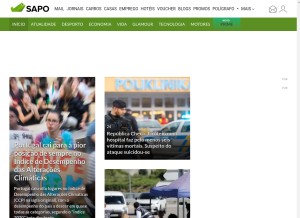 How sapo.pt looks like on a tablet such as an iPad.