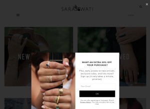 How saraswatishop.com looks like on a tablet such as an iPad.