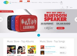 How saregama.com looks like on a tablet such as an iPad.