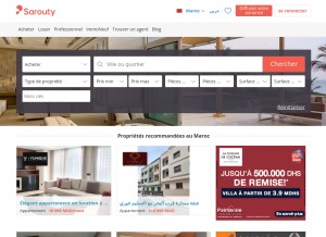 How sarouty.ma looks like on a tablet such as an iPad.