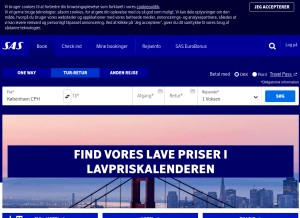 How sas.dk looks like on a tablet such as an iPad.