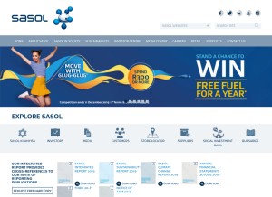 How sasol.com looks like on a tablet such as an iPad.