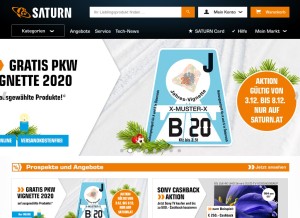 How saturn.at looks like on a tablet such as an iPad.