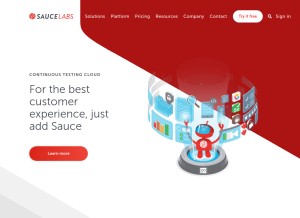 How saucelabs.com looks like on a tablet such as an iPad.