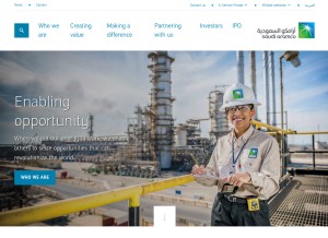 How saudiaramco.com looks like on a tablet such as an iPad.